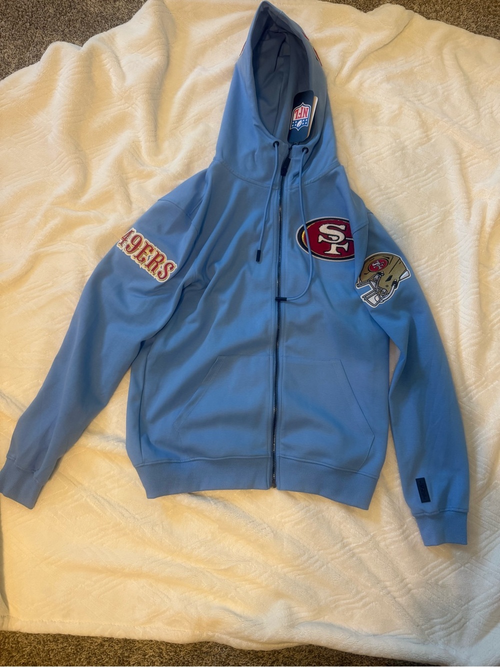 San Francisco 49ers Light Blue Full-Zip Hoodie